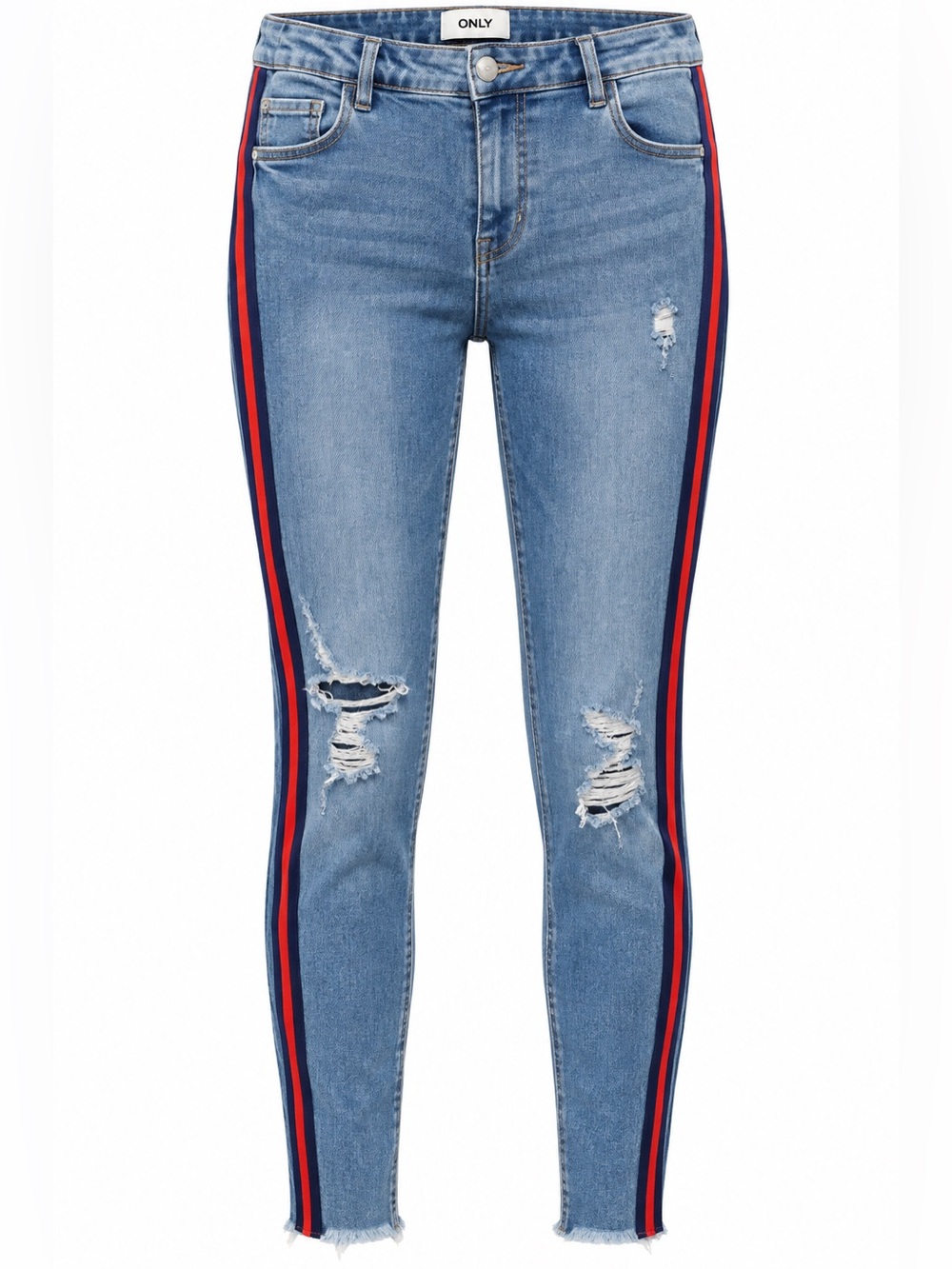 ONLY Carmen Distressed Side Stripe Skinny Jeans Size 30 Y2K